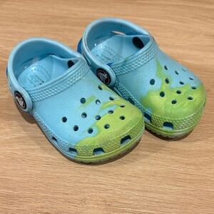 CROCS Kids Aqua and Lime Sandals